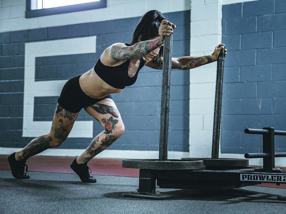 A woman working out in a gym